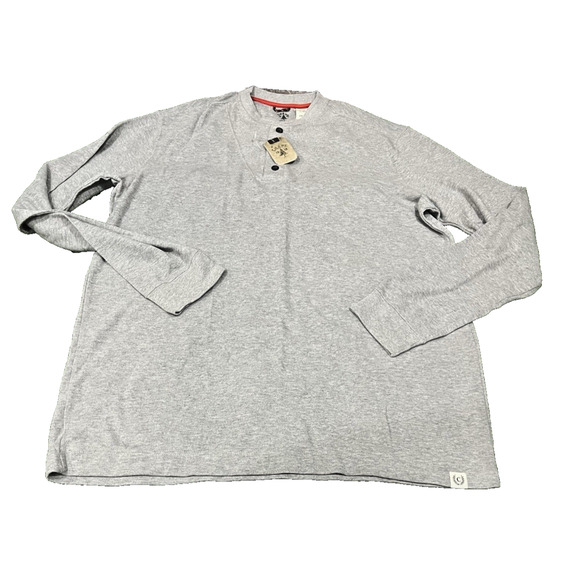 Chaps Henley Long Sleeve Shirt Gray Men's 2XLT New - Picture 1 of 8